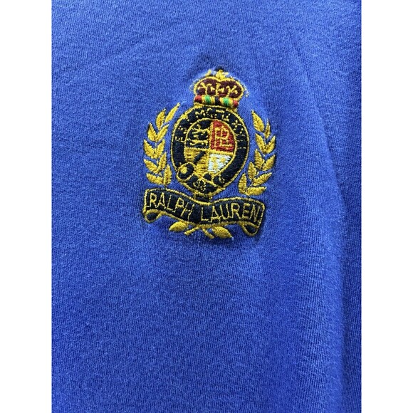 Ralph Lauren Crest Turtleneck Shirt M Blue Vintage Long Sleeve Preppy Heritage - Picture 2 of 8